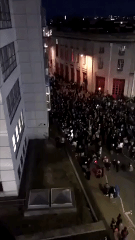 'Kill the Bill' Demonstrators Launch Fireworks Outside Police Station in Bristol