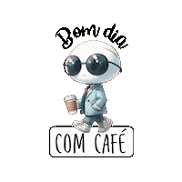aduanstudio cafe bomdia robo bomdiacomcafe Sticker