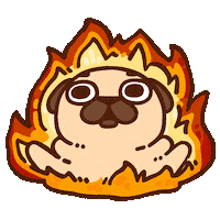 Fire Burn Sticker by Puglie Pug