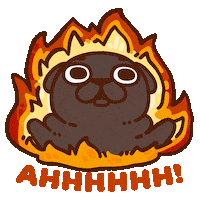 Fire Burn Sticker by Puglie Pug