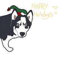 AmandaCreatesYT dog merry christmas happy holidays festive Sticker