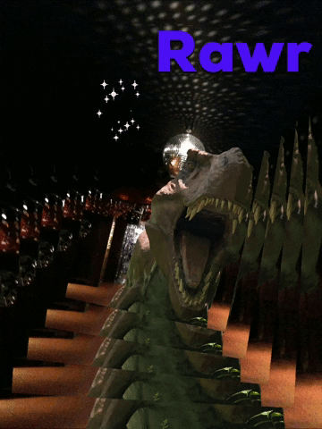 katcraigwriter disco rawr dinosaur t rex GIF