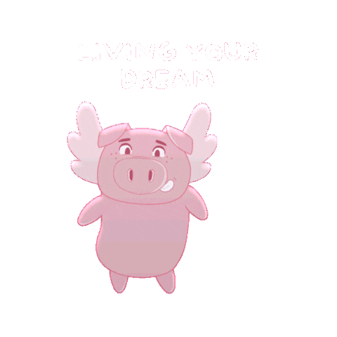 Happy Flying Pig Sticker by PositivelyPigasus