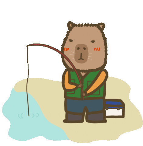 Fishing Capybara Sticker by yomoyeah