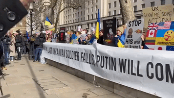 Protesters Gather Outside Downing Street as Russia Attacks Ukraine