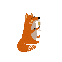 Fox Drinking Sticker