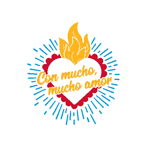 quericotees heart mucho amor sacred heart corazon sagrado Sticker