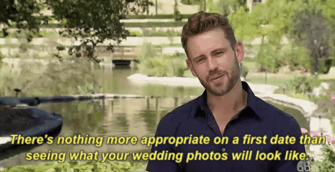 episode 2 theres nothing more appropriate on a first date than seeing what your wedding photos will look like GIF by The Bachelor