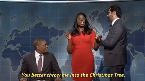 leslie jones you better throw me into the christmas tree GIF by Saturday Night Live