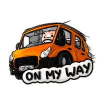budjifriends car cats delivery on my way Sticker