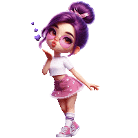 Purple Hearts Girl Sticker