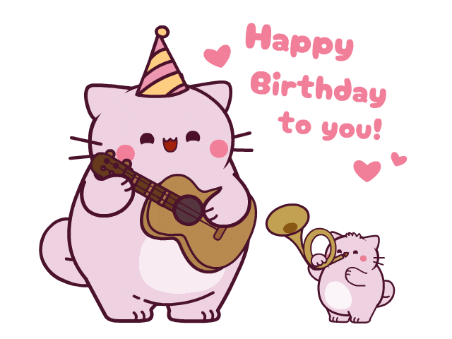 Happy Birthday To You Cat Sticker by Pembe