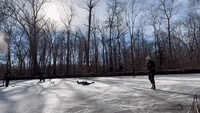 Skaters Glide Over Frozen Canal as Cold Persists in DC Area