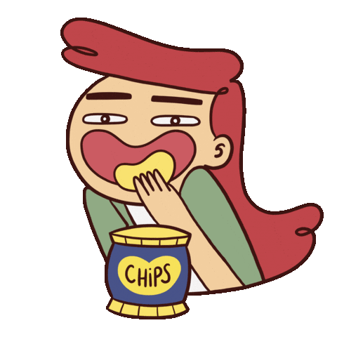 Red Hair Eating Sticker