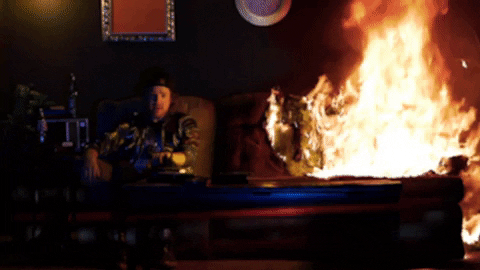 johnniemikelmusic giphygifmaker fire on fire this is fine GIF