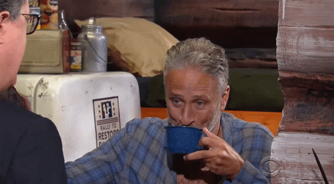 Jon Stewart Coffee GIF by The Late Show With Stephen Colbert
