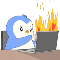 Working On Fire Sticker by Pudgy Penguins