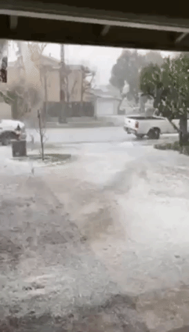 Long Beach Lashed by Hailstorm on First Day of Spring