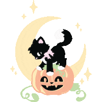 Black Cat Cute Halloween Sticker by My Violet