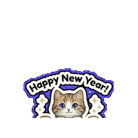 Happy New Year Kawaii Cat Sticker
