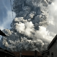 Mount Sinabung Eruption Spews a Column of Ash Into the Air