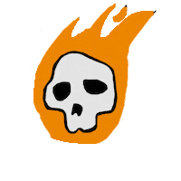robotoyo fire skull 2d skateboard Sticker