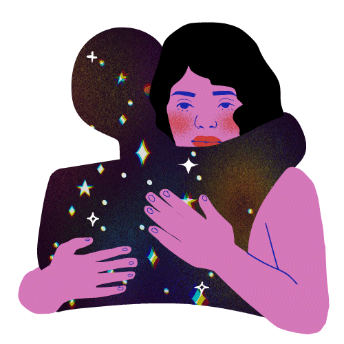 Space Hug Sticker by Cienna Smith
