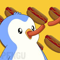 Hot Dog Eating GIF by Pudgy Penguins