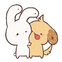 chimera_abyss dog kawaii hug rabbit Sticker