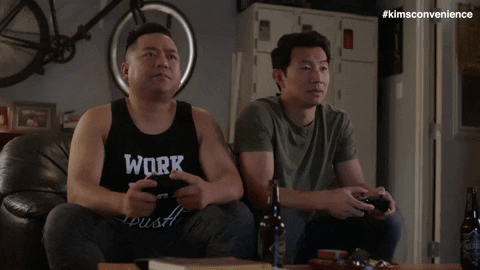 Video Games Couch GIF by Kim's Convenience