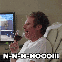 Celebrity gif. Will Ferrell as James in Get Hard bounces in a vibrating chair as he tries to sip from a wine glass that spills down his front. Text, "Nnnnnooooo!"