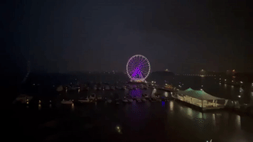 Impressive Lightning Flash Seen at National Harbor on Stormy Night in DC Area