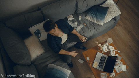 Tired Bad News GIF by NOW WE'RE TALKING TV SERIES
