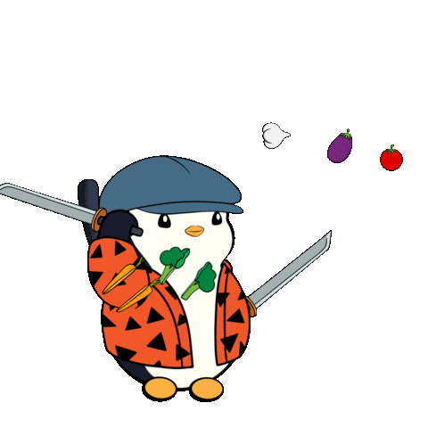 Happy Fruit Ninja Sticker by Pudgy Penguins