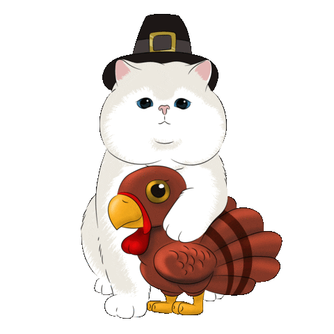 Thanksgiving Turkey Sticker by British cats cattery and Apollo cat.