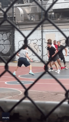 Adam Sandler and Timothee Chalamet Play Basketball
