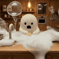 hataraku_obake_toto ghost かわいい bubble panic GIF