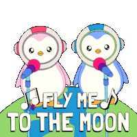 To The Moon Singing Sticker by Pudgy Penguins