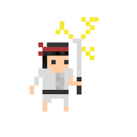 tiny_space_squid pixelart character fantasy samurai Sticker