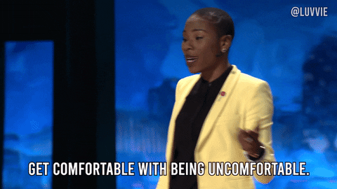 Get Comfortable Ted Talk GIF by Luvvie Ajayi Jones