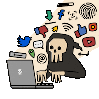 Happy Grim Reaper Sticker by leftsilverhand