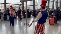 Uncle Sam Jugglers at Heathrow Mark Return of US Travel