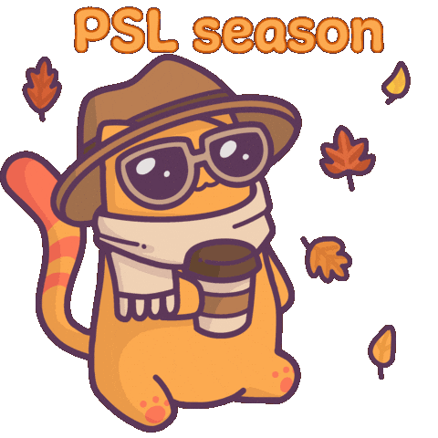 Pumpkin Spice Latte Cat Sticker by Castaways