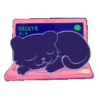 Eonhex black cat cat sleeping kawaiicat cat computer Sticker