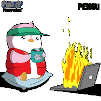 On Fire Burn Sticker by Pudgy Penguins