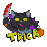 Trick Or Treat Cat Sticker by William Robin Conway