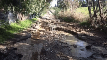 Flash Flooding Damages Roads in Sicily