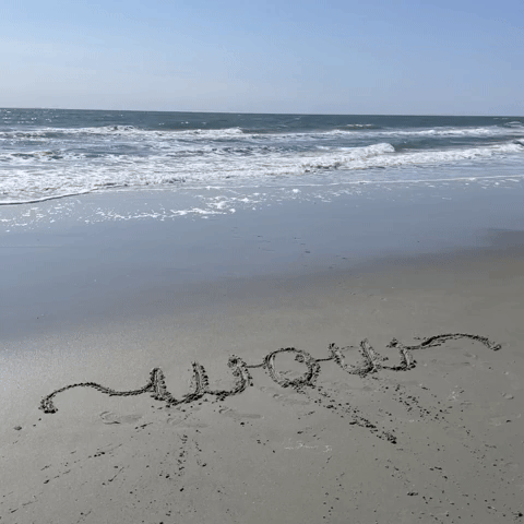 Sand Calligraphy writing “Wow”