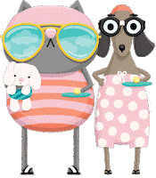Cat Dog Sticker by Robin Rosenthal