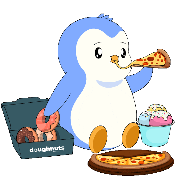 Pizza Eating Sticker by Pudgy Penguins